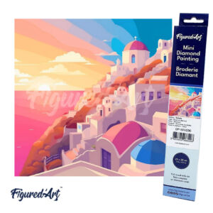 Figured'Art Gyémántszemes festmény 25x25cm, Santorini naplemente
