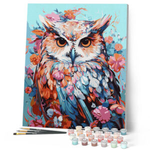 Figured'Art Számozott kifestő 40x50cm, Színes bagoly virágokkal