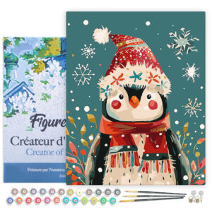 Figured'Art Számozott kifestő 50x40cm, Pingvin sapkában