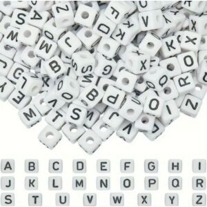 Műanyag kocka betűgyöngy, VÁLASZTHATÓ BETŰK