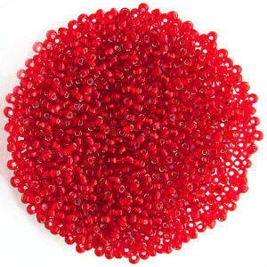 Kásagyöngy ezüstközepű, Piros 2mm 15g/cs