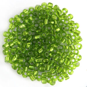 Kásagyöngy ezüstközepű, Vil.zöld 4mm 15g/cs