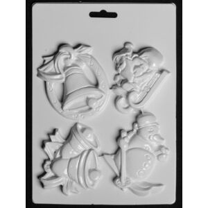 Műanyag öntőforma - Harang, mikulás, hóember 4db