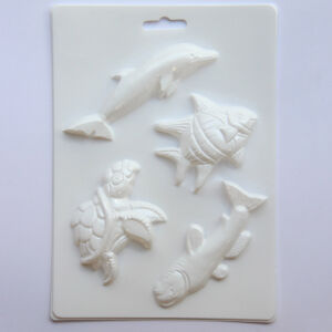 Műanyag öntőforma - Teknős, delfin, halak 4db