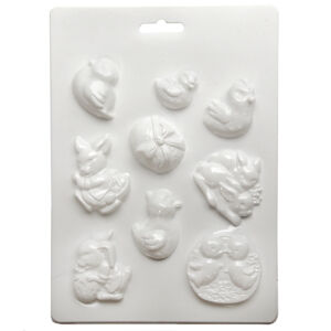 Műanyag öntőforma - Húsvéti tojás, nyuszi, csibe 9db