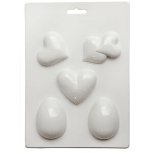 Műanyag öntőforma - Szívek és tojások 5db