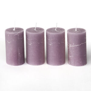 Adventi gyertya rusztikus, 40x75mm, 4db LEVENDULA