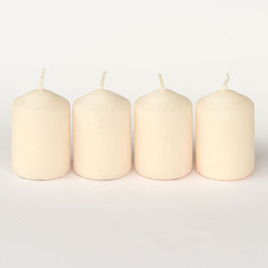 glitteres adventi gyertya 4db krémszínű