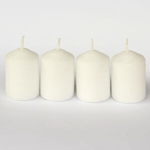 Adventi gyertya bársony csillámos, 50x75mm, 4db FEHÉR