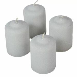 Adventi gyertya bársony csillámos, 50x75mm, 4db VIL.SZÜRKE