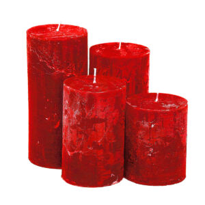 Adventi gyertya rusztikus, lépcsőzetes 4db PIROS