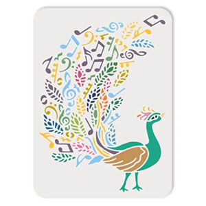 Stencil 21x29,7cm, páva hangjegyekkel