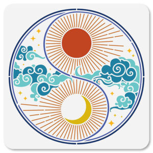 Stencil 30x30cm, jin jang mintás