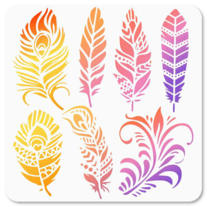 Stencil 30x30cm, madártoll mintás