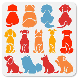 Stencil 30x30cm, kutya mintás