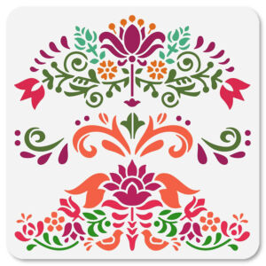 Stencil 30x30cm, népi mintás