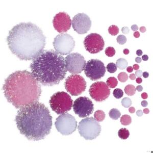 Metál pompon 50db - Rózsaszín mix