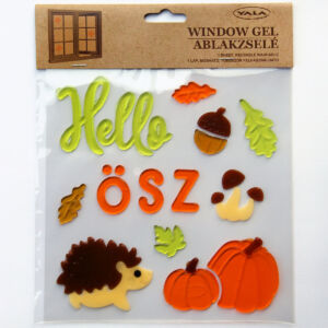 Ablakzselé, Hello ősz felirat sünivel és tökkel