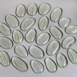 lapos üvegkavics, átlátszó csíkos 4cm