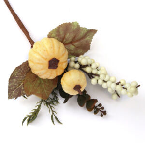 Sárga tökök, fehér bogyóval, betűző 29cm