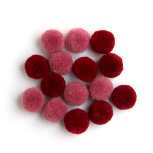 Pompon 15mm, 16db/cs BORDÓ/MÁLYVA
