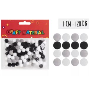 Pompon 10mm, 120db/cs FEKETE/FEHÉR/SZÜRKE