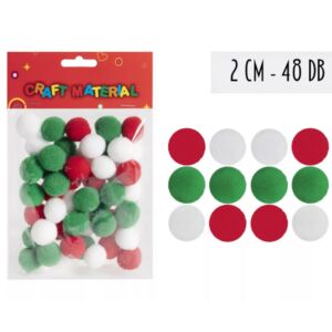 Pompon 20mm, 48db/cs PIROS/FEHÉR/ZÖLD