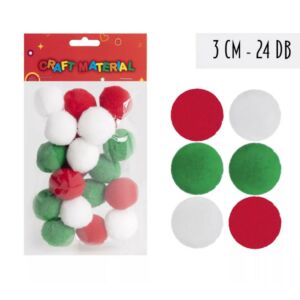 Pompon 30mm, 24db/cs PIROS/FEHÉR/ZÖLD