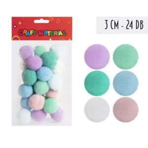 Pompon 30mm, 24db/cs PASZTELL SZÍNEK