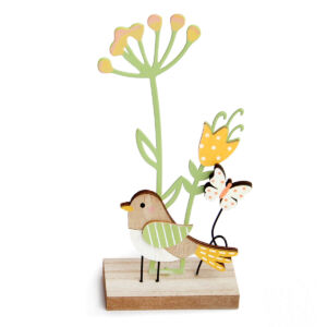 Tavaszi virág madárkával talpas 17cm