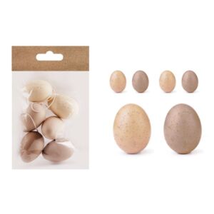 Dekor műanyag tojás 4x6cm natúr/barna 6db/cs