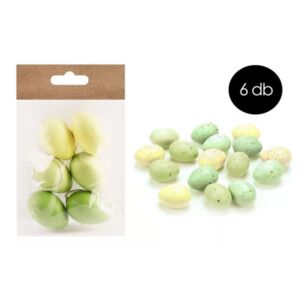 Dekor műanyag tojás 4x6cm sárgászöld/zöld 6db/cs