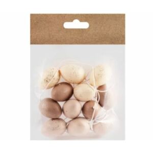 Dekor műanyag tojás 3x4cm natúr/barna 12db/cs