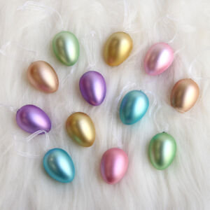 Dekor műanyag tojás 3x4cm vegyes matt metál 12db
