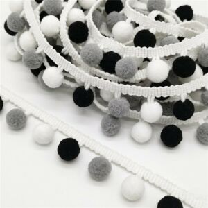 Pompon szalag 15mm, 2m FEKETE-FEHÉR