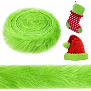 Szőrme szalag hosszú szőrű, 10cmx1,5m GRINCSZÖLD