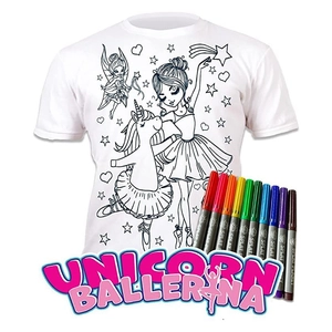 színezhető póló, unikornis balerina