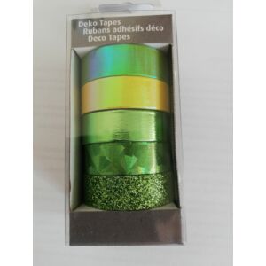 Dekor ragasztószalag, metál, hologrammos, glitteres /Zöld 5db/cs