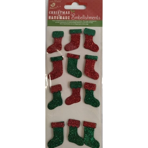 Matrica Karácsonyi - Glitter Stockings, Red and Green, 12 darabos