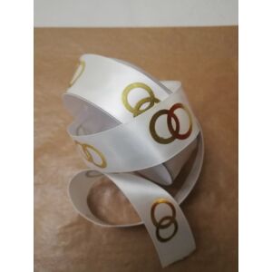 fehér szaténszalag gyűrűmintával