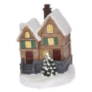 Téli házikó LEDes, elemes poly 7x6x10 cm