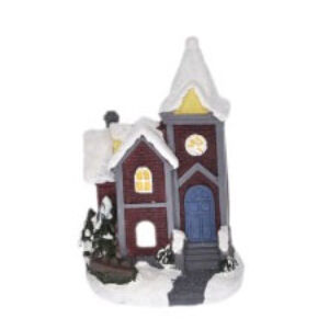 világító házikó 10cm templom