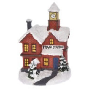 világító házikó 10cm vasútállomás