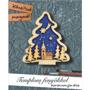 Készítsd magad- Templom fenyőkkel karácsonyfadísz