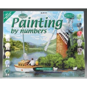 Számozott kifestő - Szélmalom a folyónál