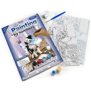 Számozott kifestő - Kutya levelekkel