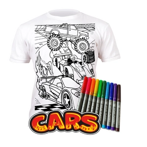 újraszínezhető póló, autós