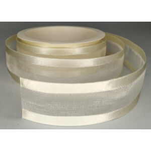 organzaszalag selyemszegéllyel, ekrü