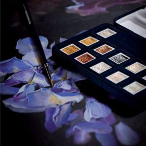 Kép 2/5 - Talens Van Gogh akvarellfesték készlet 12szín, ecsettel: metál és interference színek