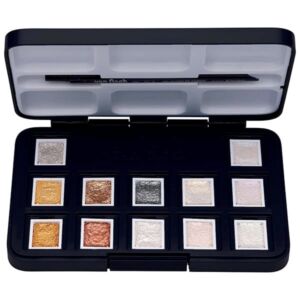 Kép 5/5 - Talens Van Gogh akvarellfesték készlet 12szín, ecsettel: metál és interference színek